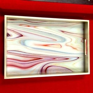 EUC Very Pretty Decorative Tray Agate Blues & Purples with Metallic Accents 💙💜